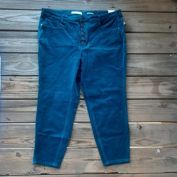 Anthropologie Pilcro High-Rise Button-Fly Blue Skinny Corduroy Pants NWT - Picture 4 of 8